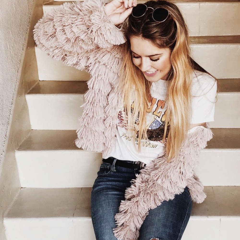 Light Pink faux fur coat